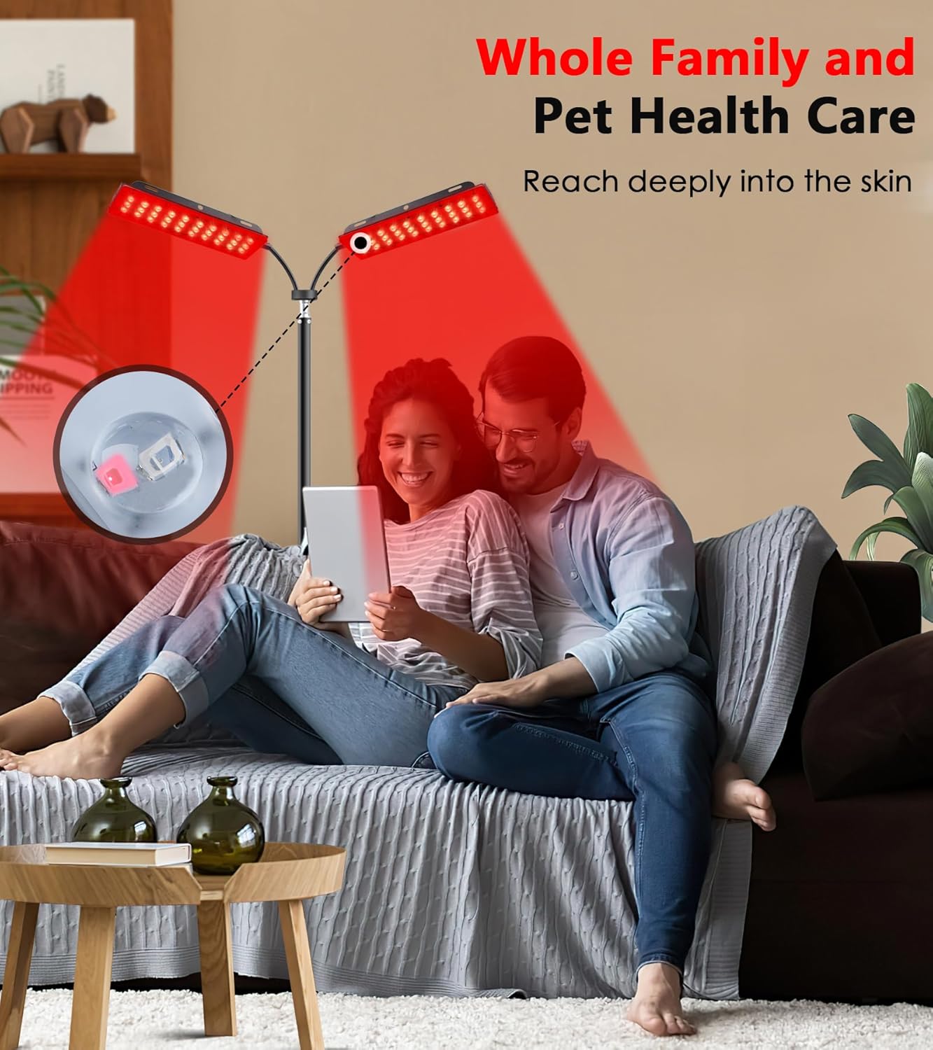 Red Light Therapy for Face Body, Astarexin Dual-Headed Infrared Light Therapy Lamp with Stand - 660nm Redlight and 850nm Near Infrared Light Therapy Device for Fully Body Pain Relief Skin Care