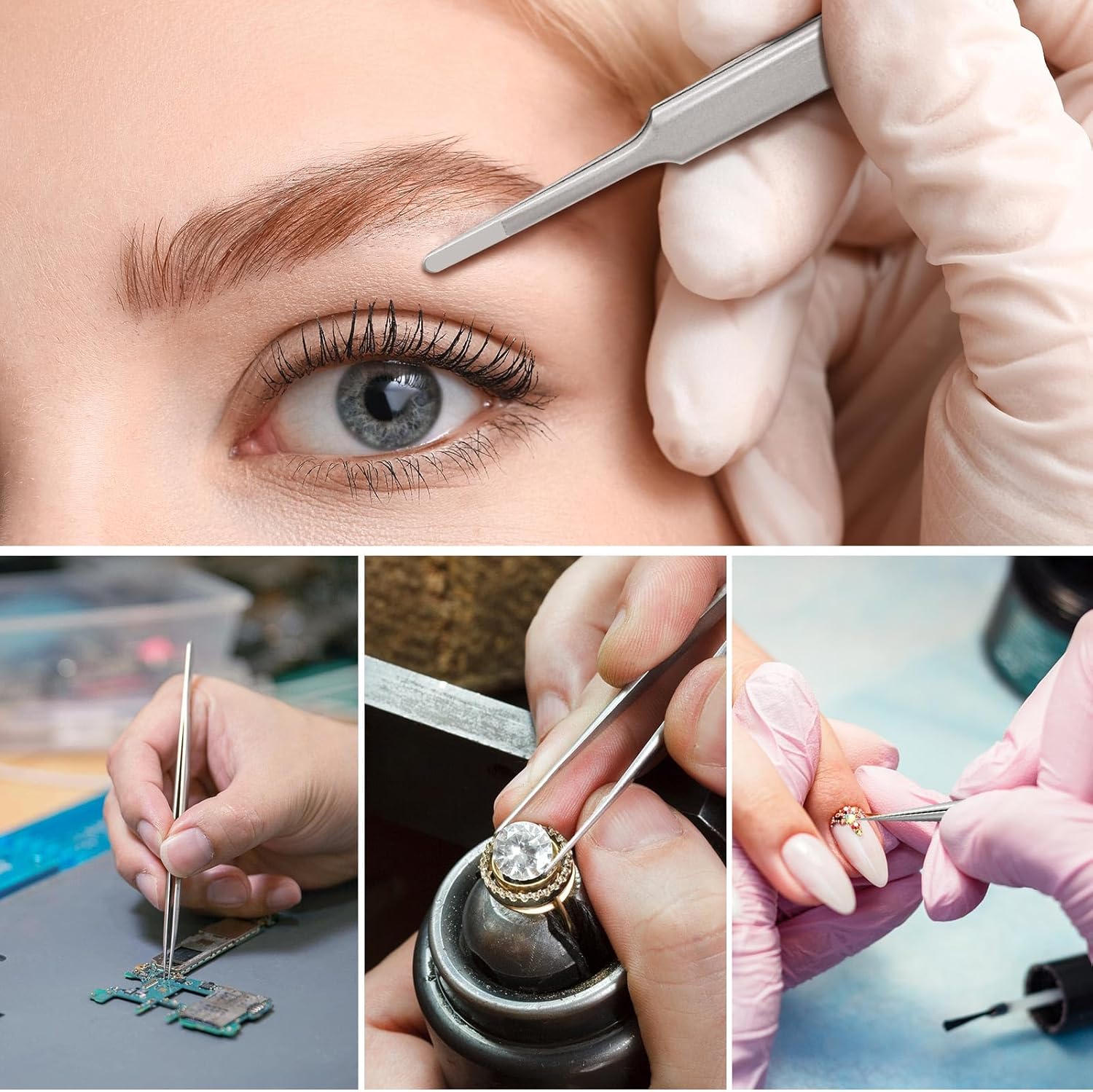 Precision Tweezer, Upgraded Professional Flat Tip Round, High-end Stainless Steel Tweezers for Craft, Electronics, Laboratory Work, Also Great Precision for Hair and Ingrown Hair Removal