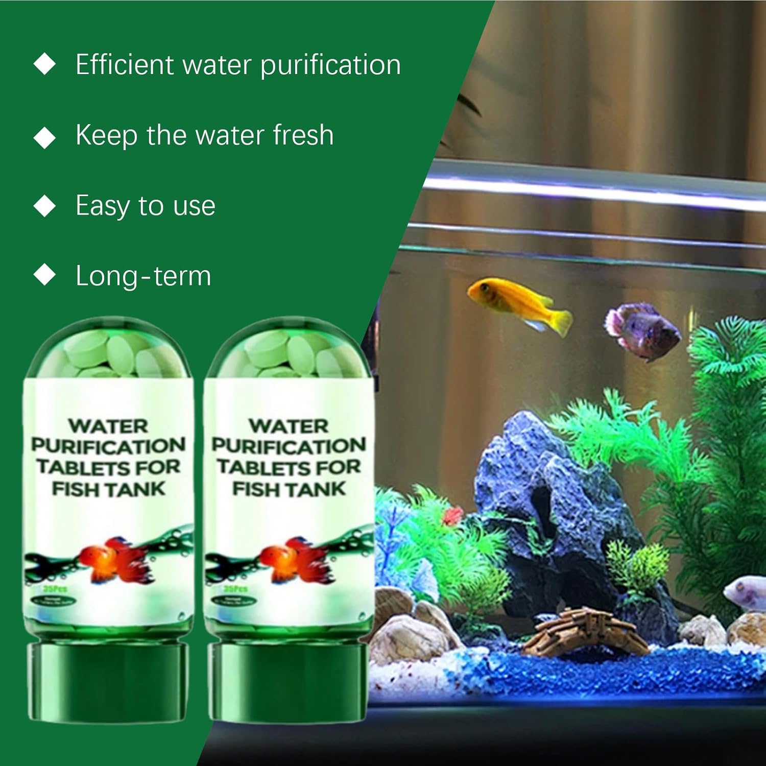 Powerful Aquarium Water Purification Tablet,Water Purification Tablets for Fish Tank,Remove All Kinds of Turbidity from Fish TankWater (4PC)
