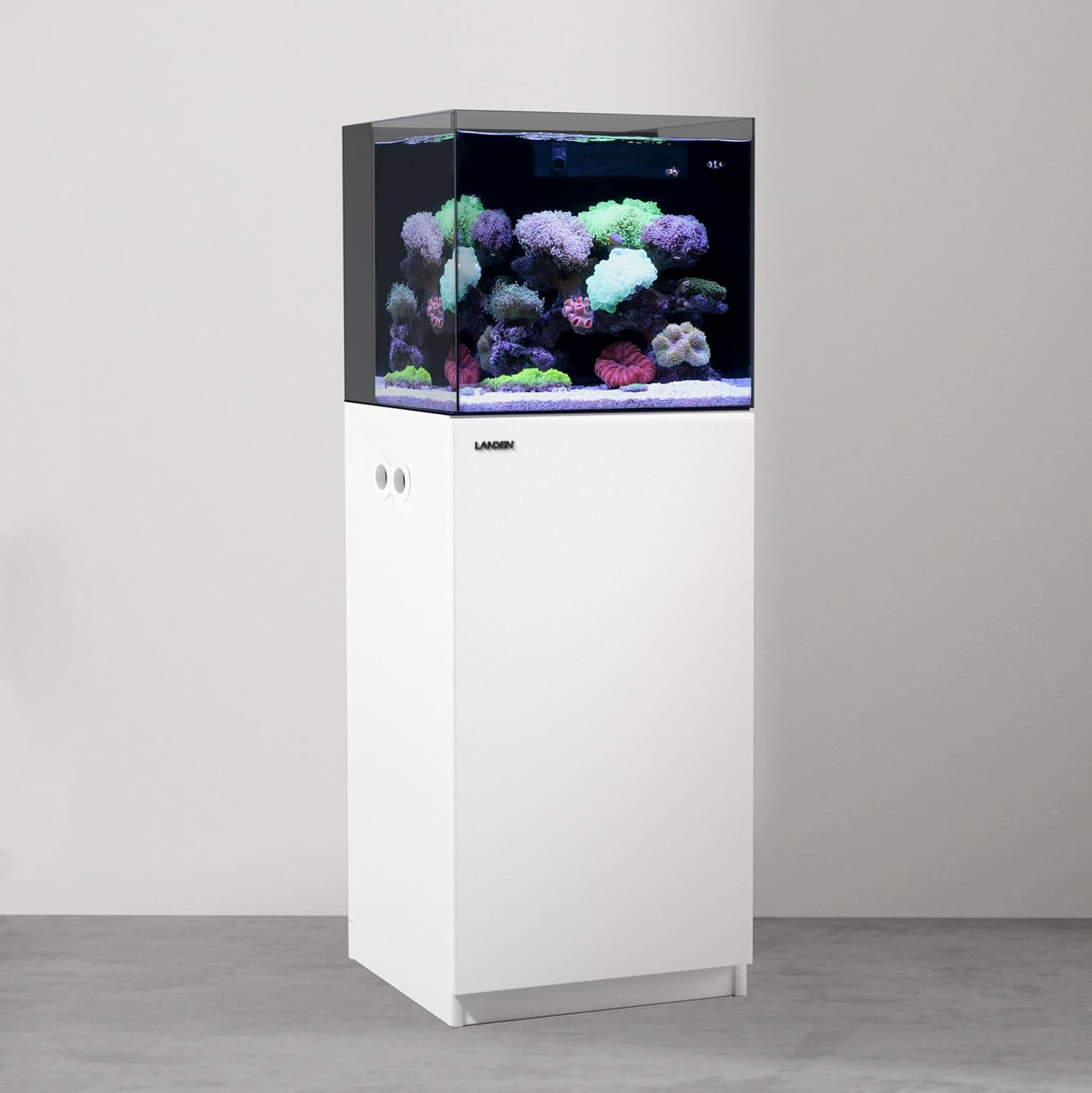 LANDEN Aquarium Wooden Stand and Cabinet for up to 20 Gal Tank, W17.7xD17.7xH31.5 in, Fish Reptile Sea Salt Water Tank Stand, Nano Foam Leveling Mat Included, Matte White Painted(Stand Only)