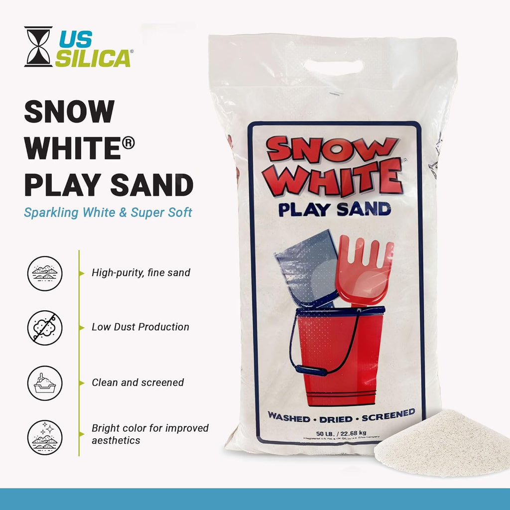 U.S. Silica 5 Pack Large 50 Pound Play Sand, Finely Graded, Fully Washed and Easy to Use for Children's Art, Trays, and Sandbox