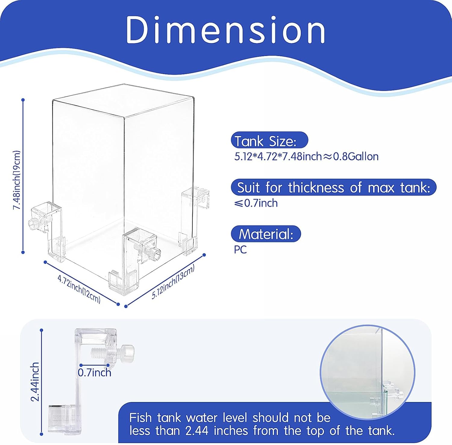 Vacuum Suspended Fish Tank – 0.8 Gallon Negative Pressure Aquarium with Clear Fish Elevator, Auto-Refill Water System, Increases Fish Activity Area & Unique Aquarium Décor