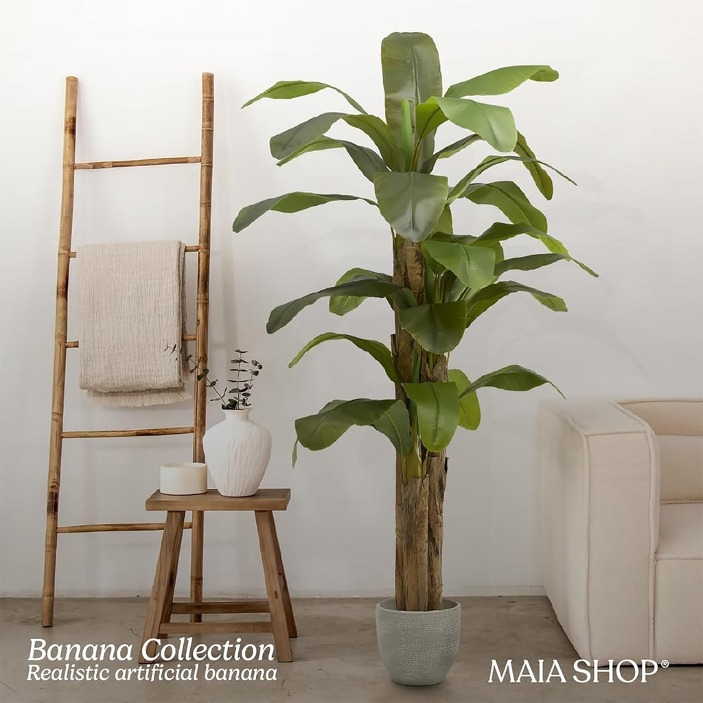 Maia Shop 7ft Artificial Banana Tree Plant for House, Apartment or Office – Realistic Fake Indoor Plants for Living Room, Kitchen, Bedroom, Entryway or Bathroom – Faux Greenery for Home Décor