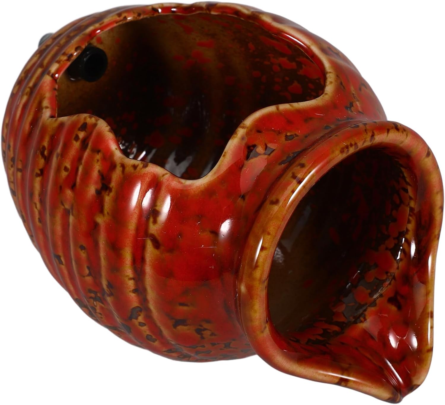 Milisten Circulating Water Clay Pot Circulating Fountain Decor Outdoor Garden Water Fountain Jar Desktop Ornament Aquarium Hideaway Cactus Bowl Red Ceramics