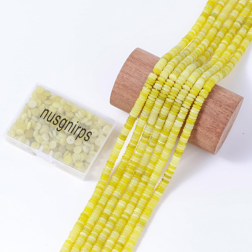 Natural Lemon Jade Disk Stone Spacer Beads 6x2mm 38cm/str Flat Rondelle Loose Semi Gemstone Caps for Making Bracelets Necklace