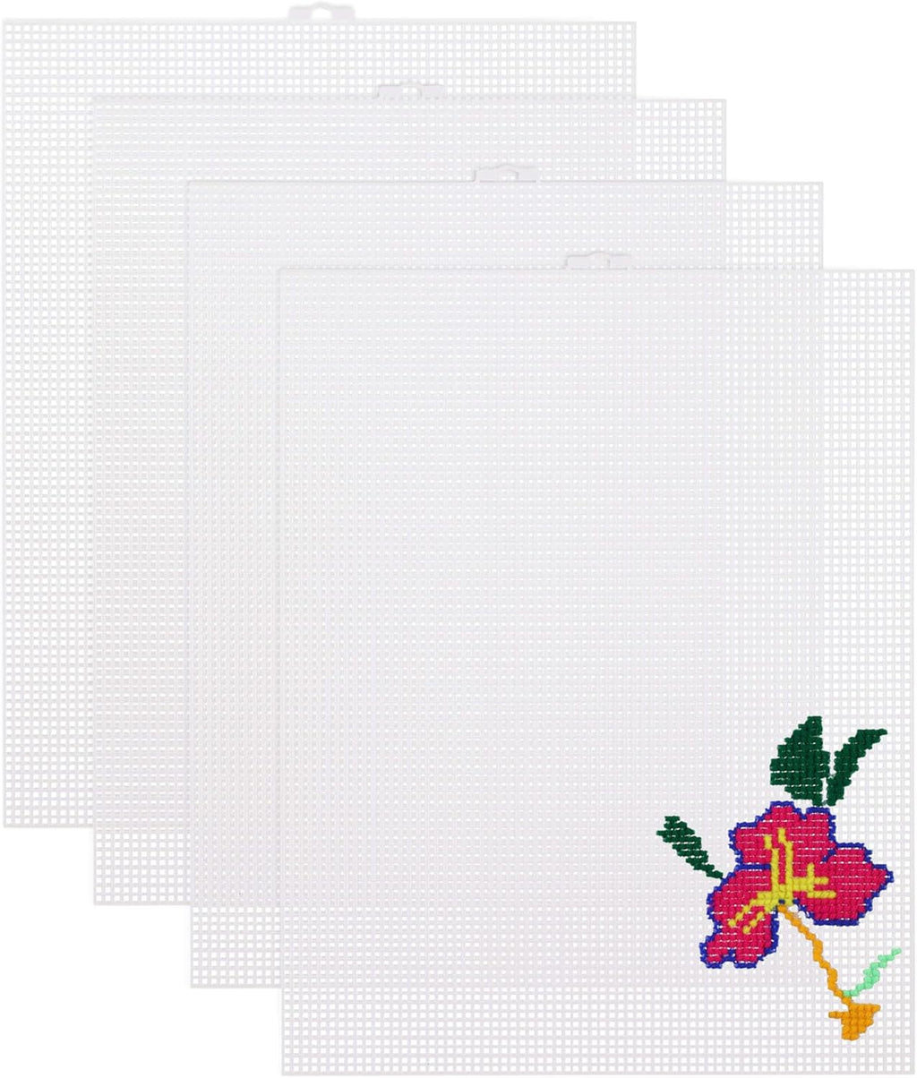 4PCS 7 Count Plastic Mesh Canvas Sheets, 10.23 x 13 Inch Plastic Mesh Sheet, Eye Mesh for Embroidery, Acrylic Yarn Crafting, Knit Crochet Projects, Therian Mask and Aquarium Dividers