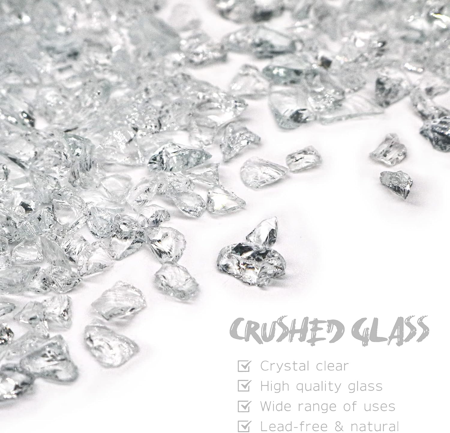 Crushed Glass for Resin Art, Broken Glass Pieces for Crafts Vase Filler Home Decorations,Crushed Glass for Crafts,3-6mm,1.5 Pound (Crystal/Transparent)