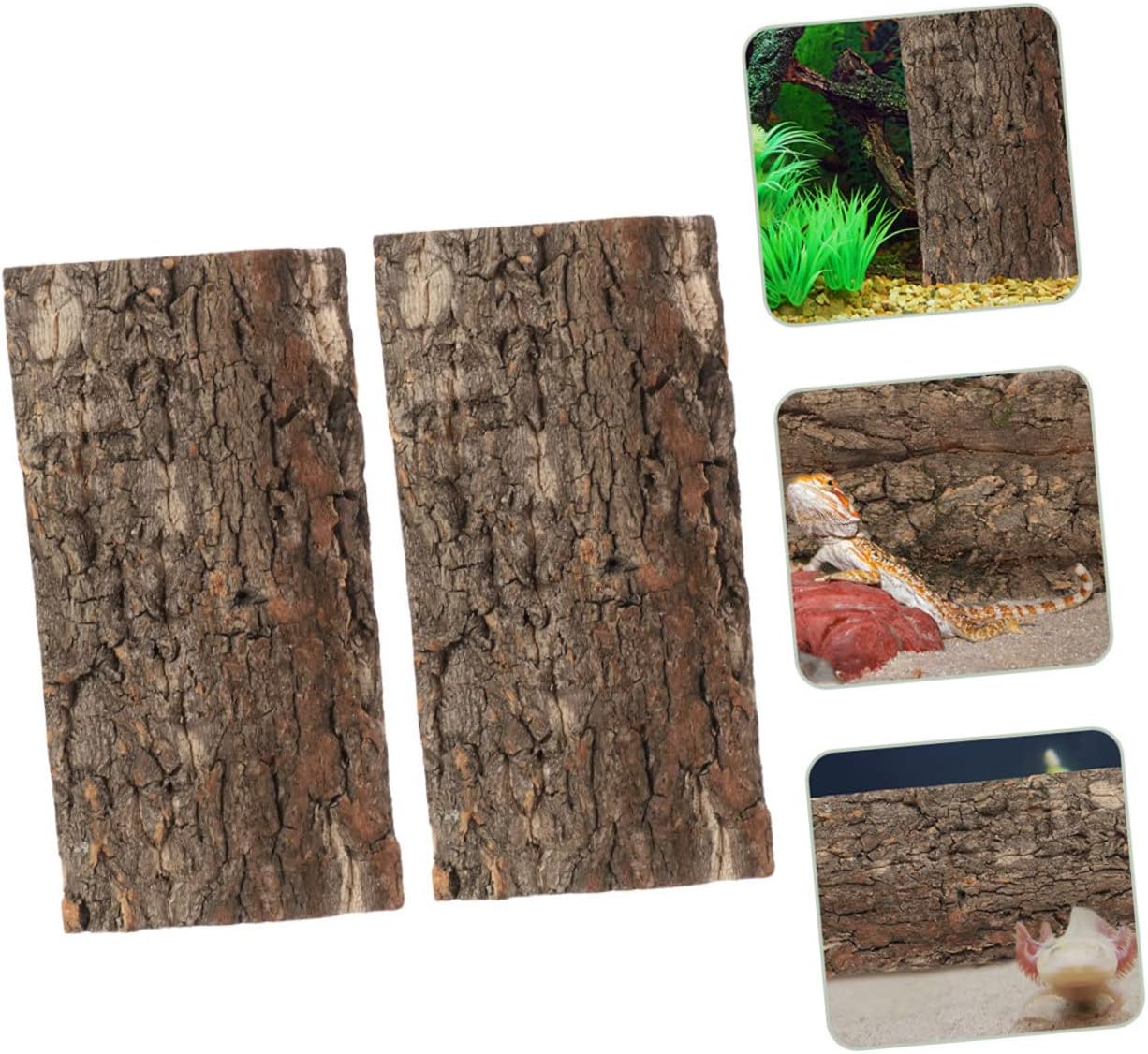 2pcs Natural Cork Bark Terrarium Decor for Reptile Tanks Lifelike Landscape Accents for Snakes Lizards More Enhances Aquatic Environments