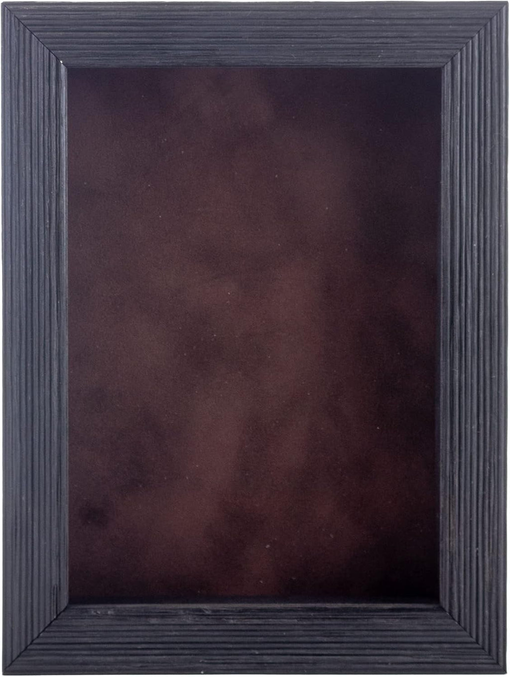 24x36 Shadow Box Frame Barnwood Black Wood | with a 1" Usable Display Depth | Includes a Brown Real Suede Texture Acid-Free Backing Board, UV Resistant Acrylic, and Hanging Hardware