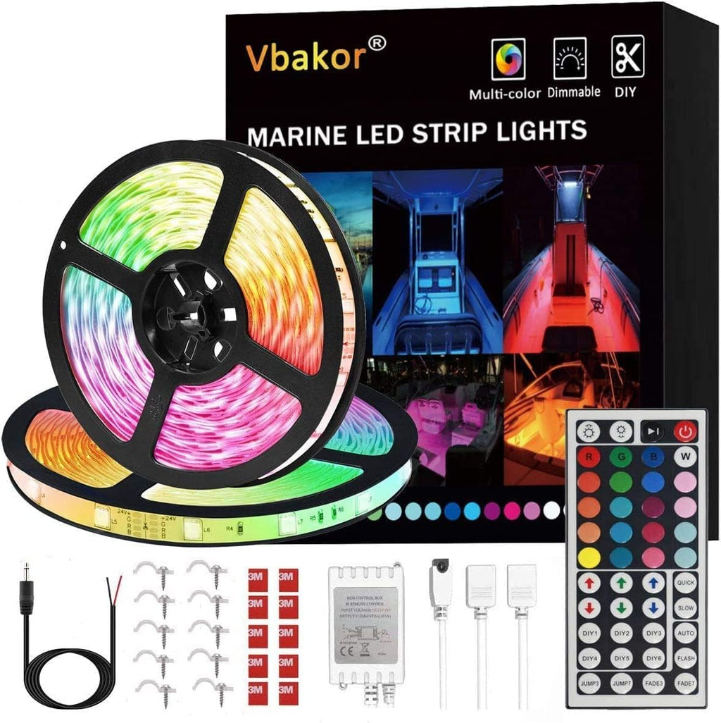 Boat Led Strip Lights, 33FT Marine Pontoon Boat Lights, Waterproof Boats Deck Light, Multi-Color Boats Interior Deck Cabin Light for Pontoon Jon Bass Yacht, Night Fishing Lighting