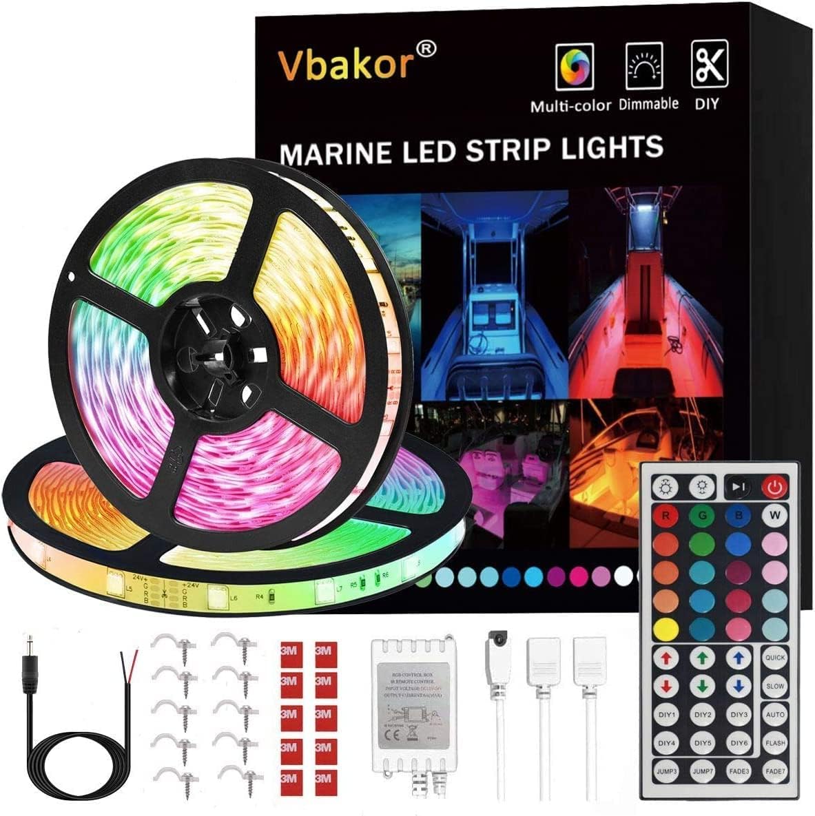 Boat Led Strip Lights, 33FT Marine Pontoon Boat Lights, Waterproof Boats Deck Light, Multi-Color Boats Interior Deck Cabin Light for Pontoon Jon Bass Yacht, Night Fishing Lighting