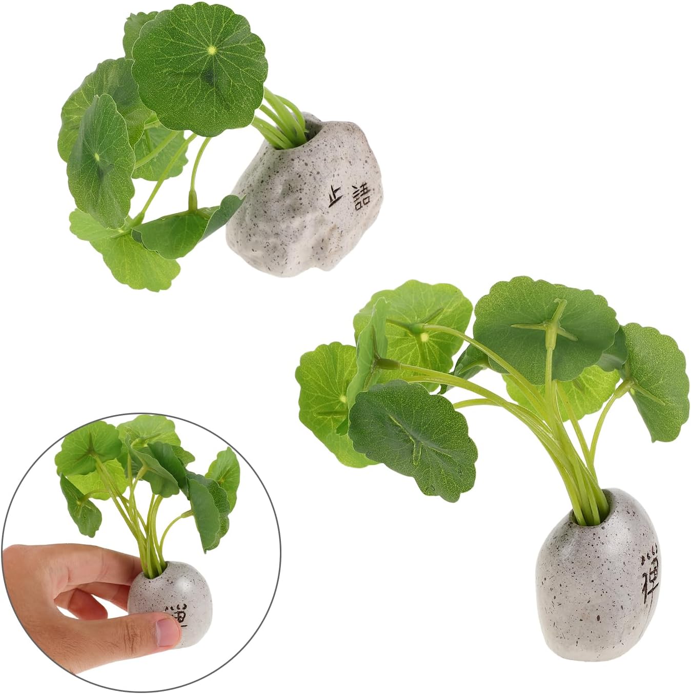 LOGOFUN 4pcs Mini Artificial Plants Car Dashboard Decor Lifelike Bonsai Simulated Potted Flowers for Home Office Interior