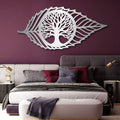Hotuijxca Metal Leaf Wall Decor, Tree of Life Wall Art, Metal Leaf and Tree Wall Art for Living Room, Bedroom(Silver, 19x9in|47x22cm, metal wall art)