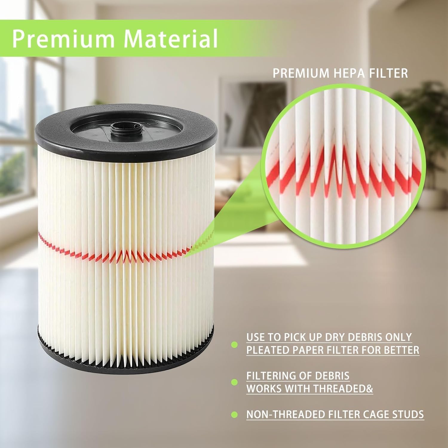 MZY LLC 2 Pack 17816 Filter for Craftsman Shop Vac Filter Cartridge Filter Replacement with 4 Pcs CMXZVBE38749 General Purpose Shop Vacuum Dust Collection Bags for 16 and 20 Gallon Shop Vacuums