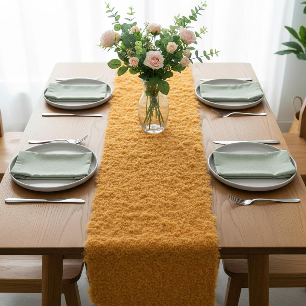 Zeyune 1 Pcs Christmas Fake Moss Table Runner for Crafts 12'' x 71'' Artificial Moss Sheet Roll Waterproof Carpet Blanket for Wall Roof Garden Wedding Birthday Party Table Decoration (Yellow)