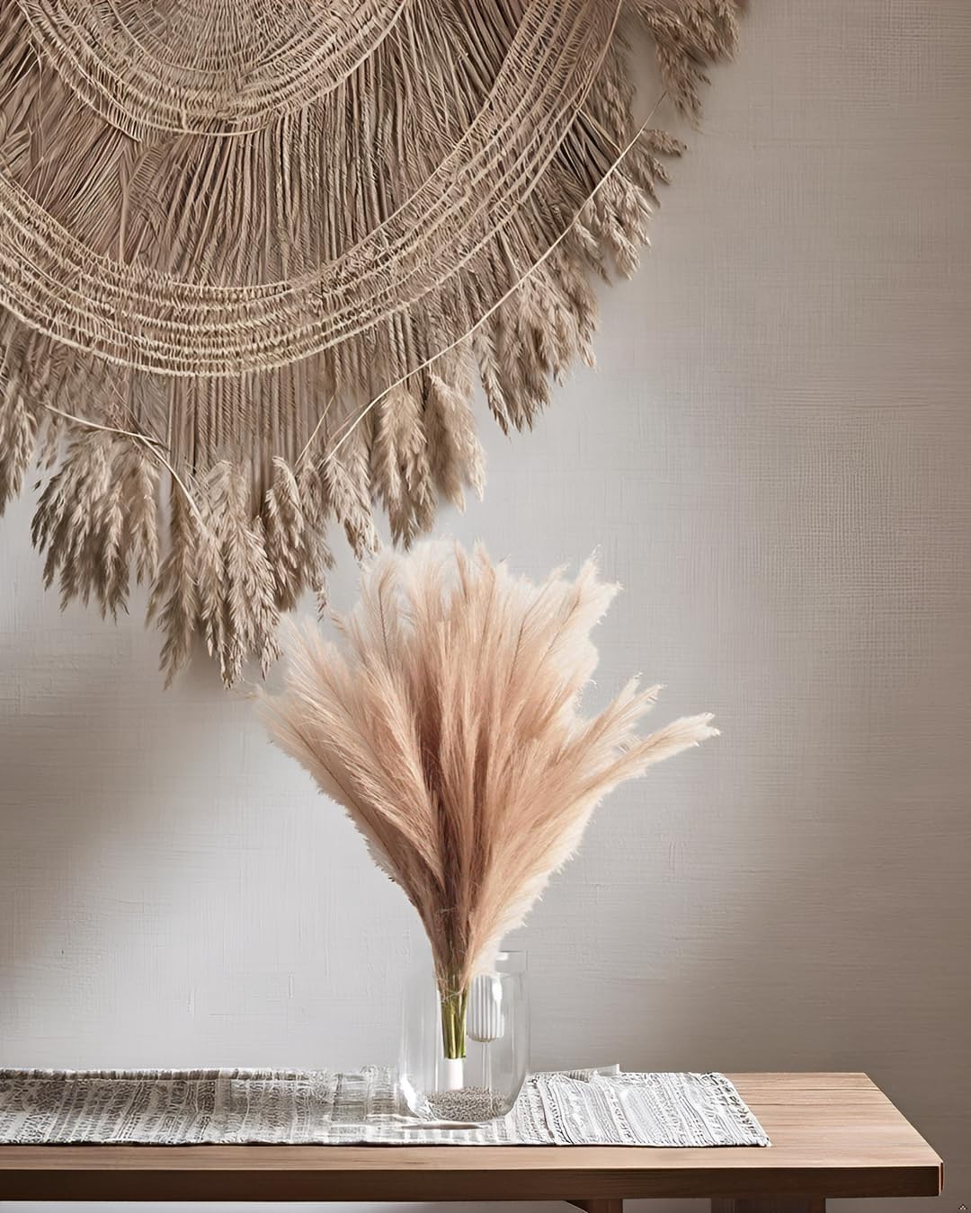 UiiziC Faux Pampas Grass Dried Fluffy Artificial 6pcs 35" Ascendant Grass for Vase Fillers Wedding Party Bouquets Home Hotel Centerpieces Decor (Brown)