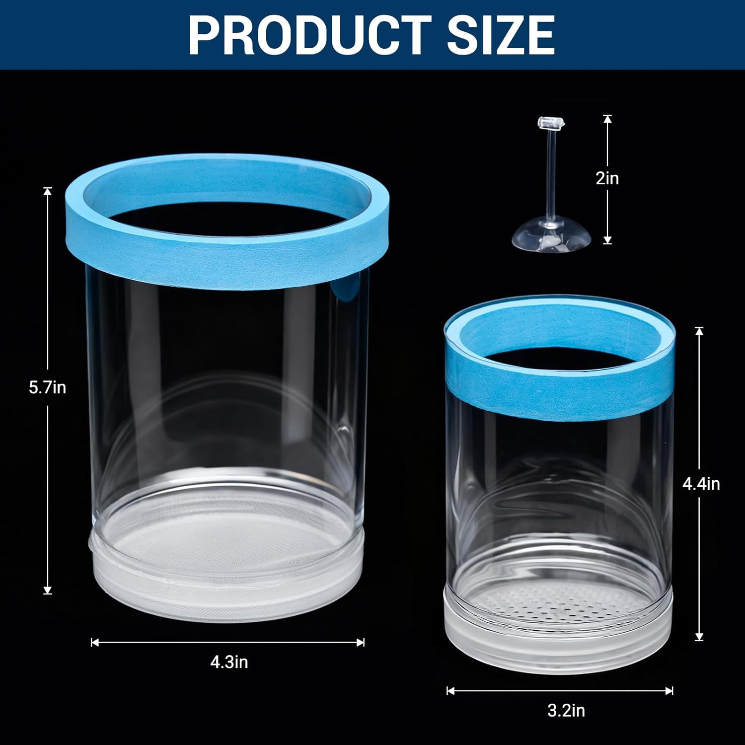 Breeder Box for Fish Tank, 2-Pack Large Baby Fish Tank, Floating & Mountable Mesh Isolation Nursery with Suction Cups for Guppy, Betta, Shrimp, Clownfish, Aggressive or Injured Fish (Blue)
