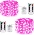 JMEXSUSS 2 Pack Pink Fairy Lights Battery Operated, Total 200 LED 66ft Twinkle String Lights with Remote, 8 Modes Pink Christmas Lights for Bedroom Tree Valentine's Day Anniversary Indoor Decor