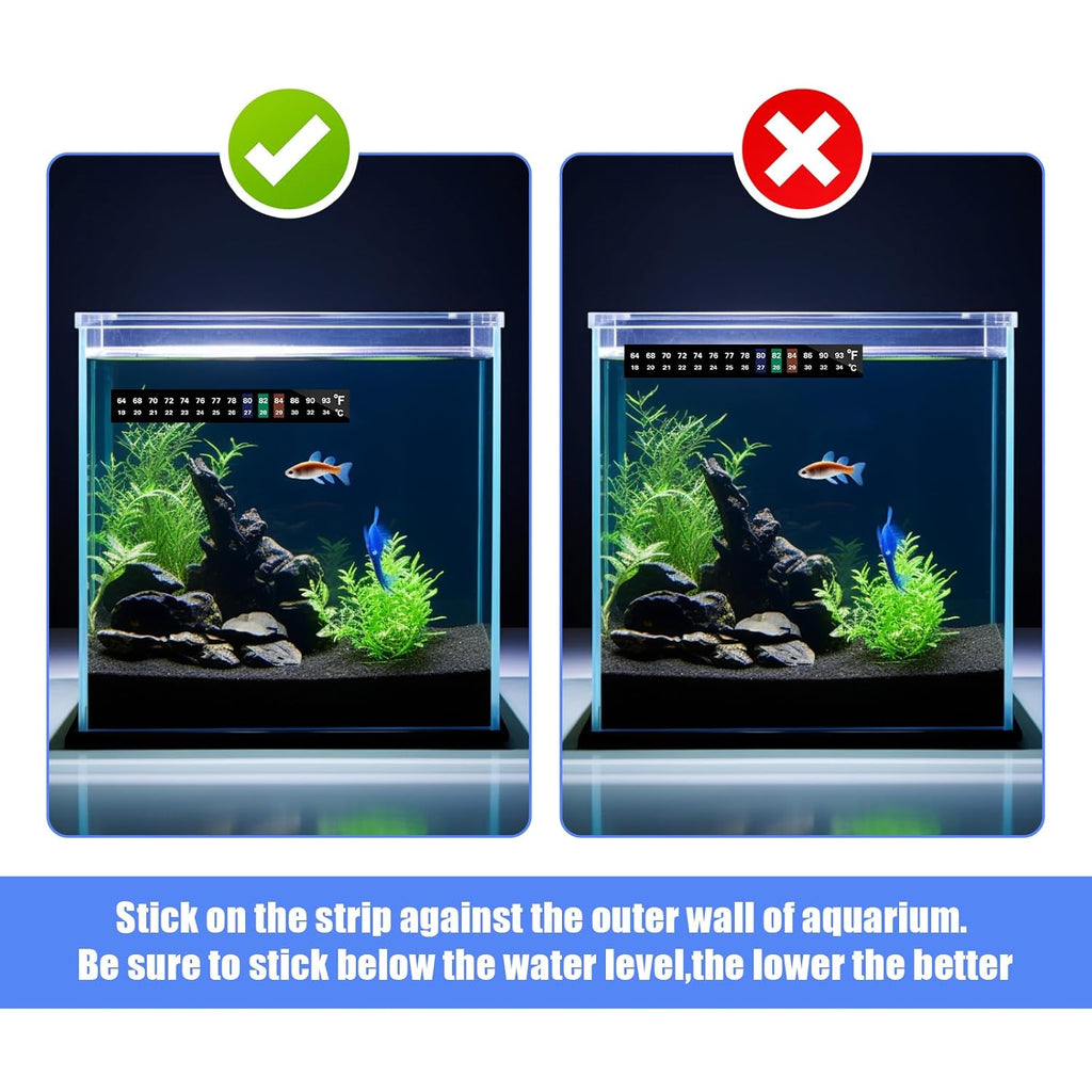 AQUANEAT 6 PCS Aquarium Thermometer Strips, Fish Tank Thermometer Sticker, Terrarium Water Temperature Test (0.71" x 5.13")