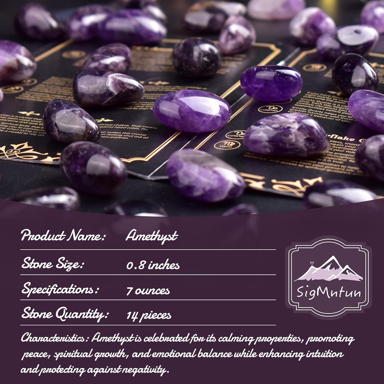 Polished Stone Set Amethyst Crystals, 0.8" Handpicked Tumbled Gemstones Rocks, Pebbles for Reiki, Chakra, Healing, Home Decor