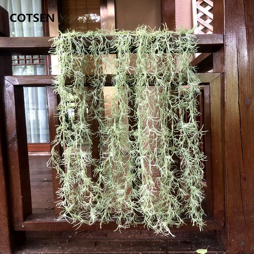 5 Pack Spanish Moss Faux Greenery Moss Fake Vines Moss Hanging Plants for Potted Plants Artificial Hanging Moss Garland Used for Family Indoor and Outdoor Gardens Decoration