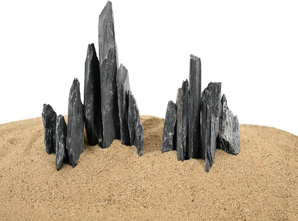 Natural Slate Stone Rocks 2 to 6 inch Aquariums Stone for Aquascaping,Terrariums,Reptile Enclosures,Paludariums, and Gardens-10lb