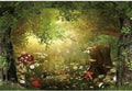Fairy Tale Forest Wonderland Backdrops for Photography Vinyl 10x8ft Green Trees Wildflowers Daisy Mushroom Scenery Photo Background Portrait Kid Boy Girl Photoshoot Studio Prop Party Decor