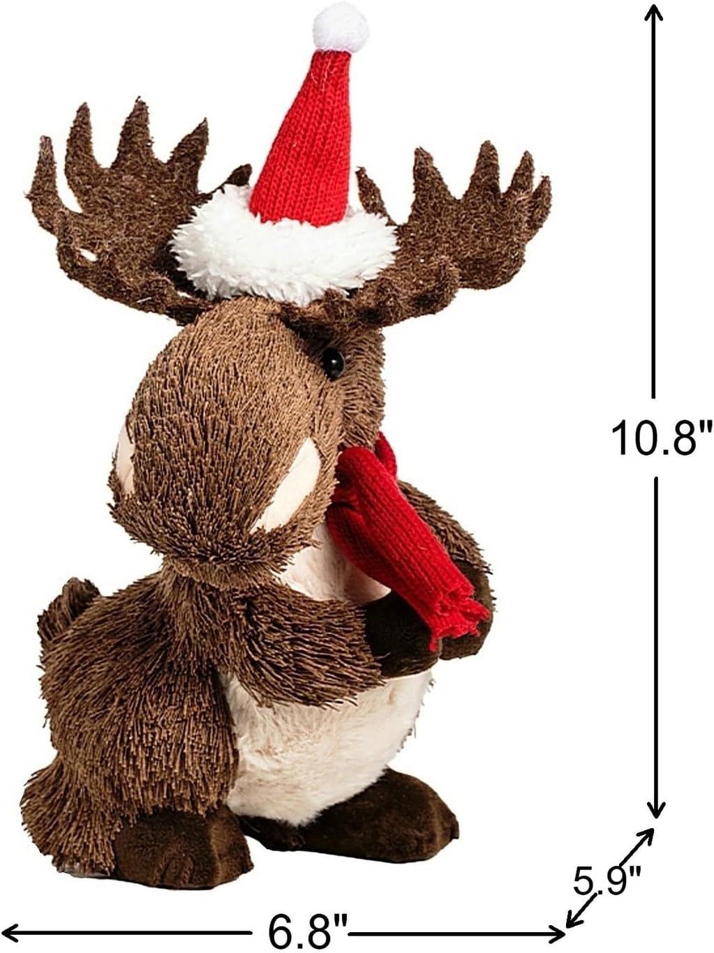 naturevibe 10.8 Inches Sisal Moose Figurine for Rustic Christmas Decorations, Woodland Animals with Holiday Accent as Christmas Table Decor or Farmhouse Decor