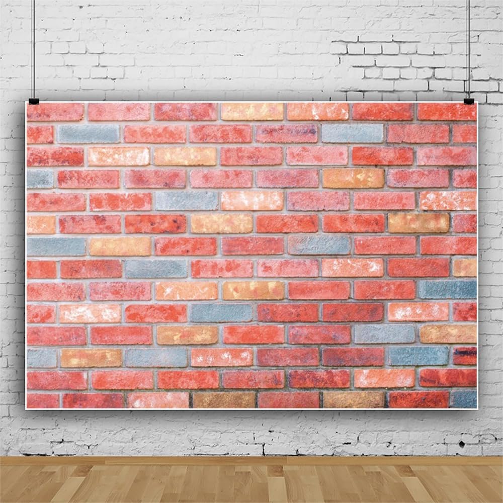 ChloropLastid 5x3ft Brick Wall Backdrop Retro Art Pink Brick Wall Background Rural Style Wall Texture Countryside Photography for Newborn Birthday Baby Shower Party Photo Shooting Studio Props