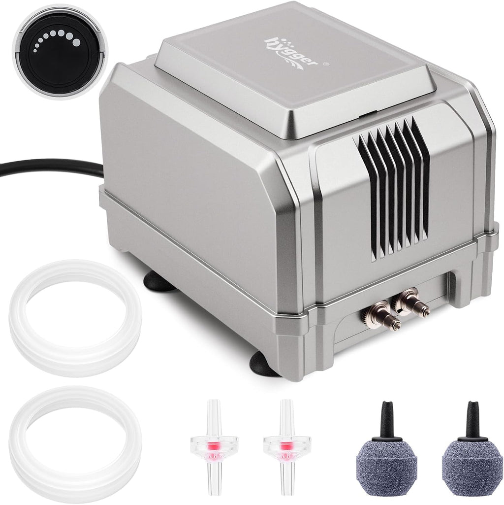 hygger 8W Aquarium Air Pump: Quiet Powerful Adjustable Fish Tank Air Pump, Dual Outlets Oxygen Aerator, Oxygen Pump for Up to 200 Gallons Aquariums, for Freshwater, Saltwater, Hydroponics