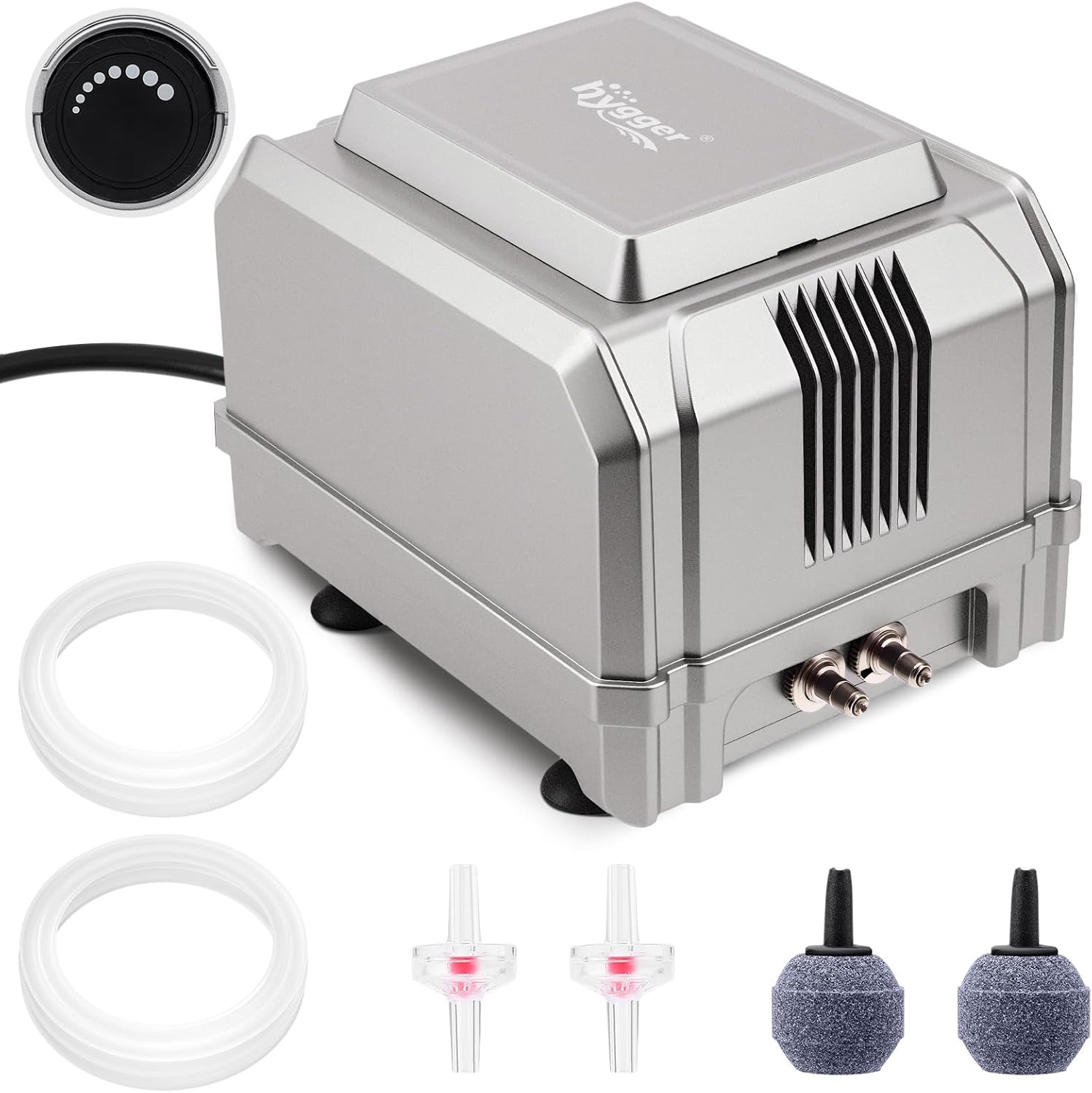 hygger 8W Aquarium Air Pump: Quiet Powerful Adjustable Fish Tank Air Pump, Dual Outlets Oxygen Aerator, Oxygen Pump for Up to 200 Gallons Aquariums, for Freshwater, Saltwater, Hydroponics