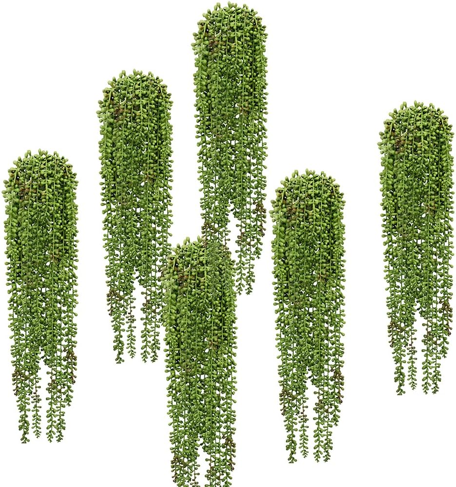 SzJias 6 Pcs String of Pearls Plant Artificial Hanging Succulents Plants for Home Garden Decor