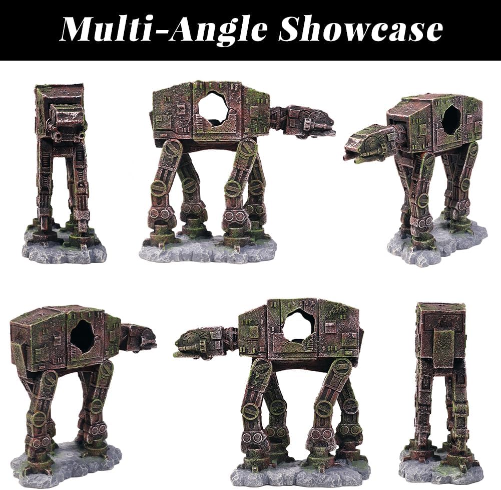 Fish Tank Decorations at-at of Star Wars Aquarium Decorations Betta Fish Tank Accessories for Sleep Rest Hide and Play (M)