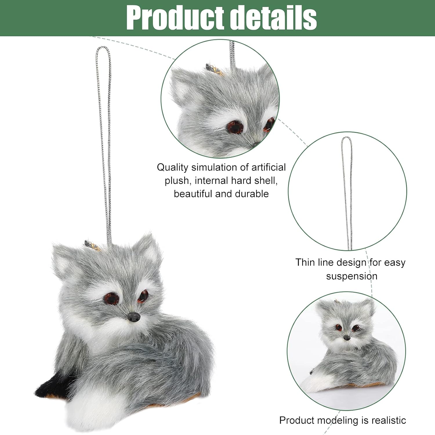 Skylety 10 Pieces Forest Animals Ornaments Woodland Animal Faux Fur Plush Hanging Ornaments Family Educational Playset for Fall, Christmas, Winter Birthday Party Supplies(Animals)