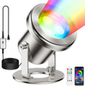 LyLmLe LED Pond Lights with APP Control, 6W SS316 Stainless Steel RGB Underwater Fountain Light with 12V Transformer, IP68 Waterproof Outdoor Underwater Lights for Pond Waterfall, Black Wire