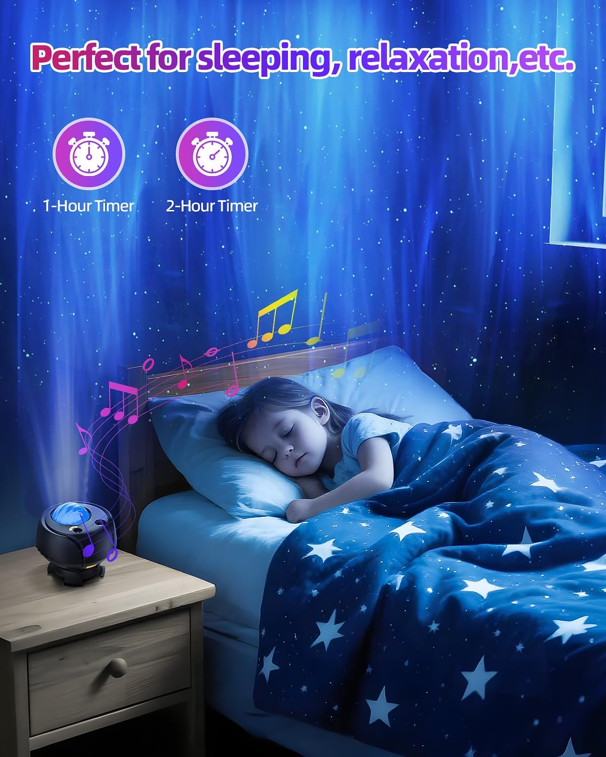 Largest Coverage Area Northern Lights,Galaxy Projector 15 Combinations,60 Light Effects Star Projector for Bedroom,Remote Night Light with Bluetooth Speaker,Timer