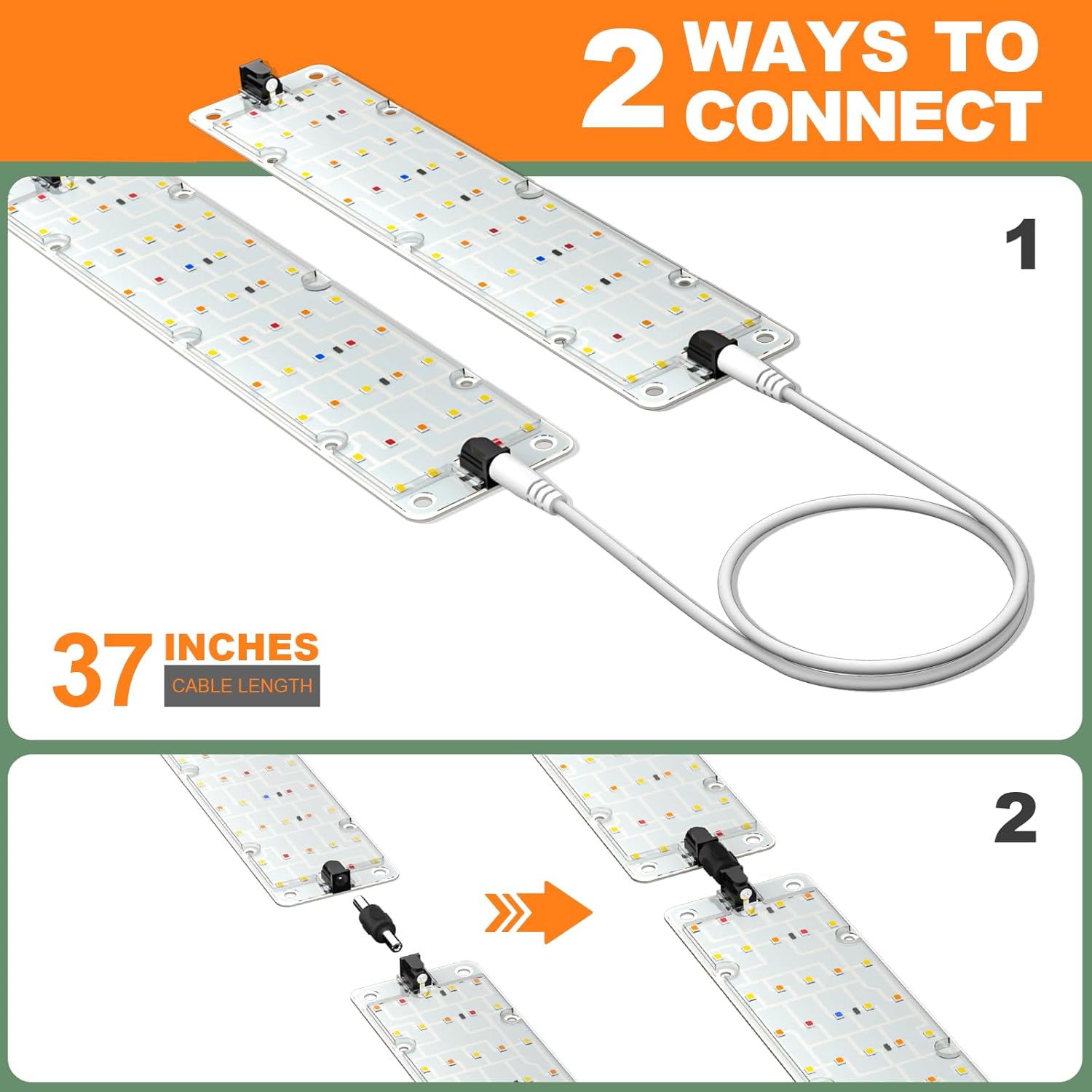 DOMMIA Grow Lights, 40W Linkable Grow Lights for Indoor Plants Full Spectrum, 6/12/16h Timer, Dimmable Ultra-Thin Plant Lights for Indoor Growing, Netural White, 2-Set