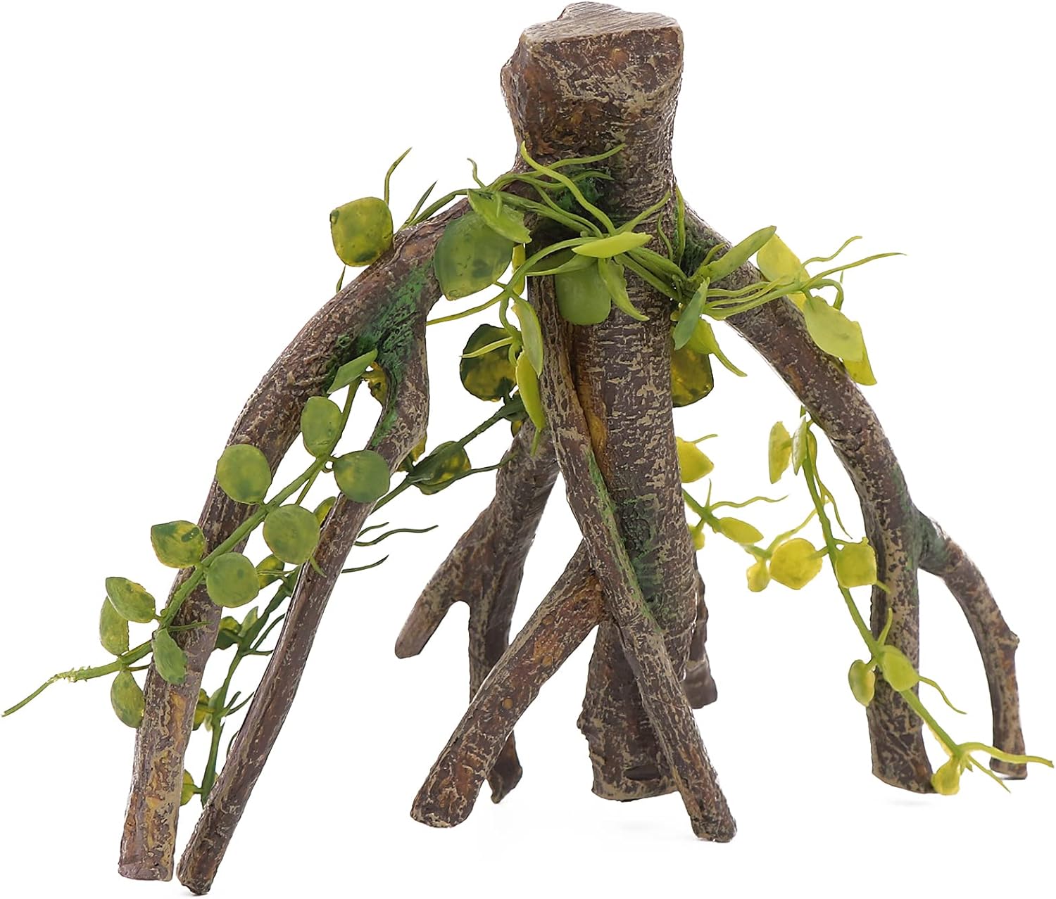 AQUA KT Reptile Corner Climbing Branch with Plant Snake Climb Tree for Bearded Dragon Lizard Hermit Crab Crested Gecko Leopard Chameleon Frog Terrarium Habitat