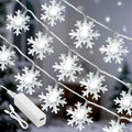 Christmas Lights, 20FT 40 LED Snowflake String Lights Battery Operated, Rechargeable Fairy Lights Battery Operated with 8 Modes for Bedroom Patio Room Party Xmas Tree Decor Home Decorations,Cool White