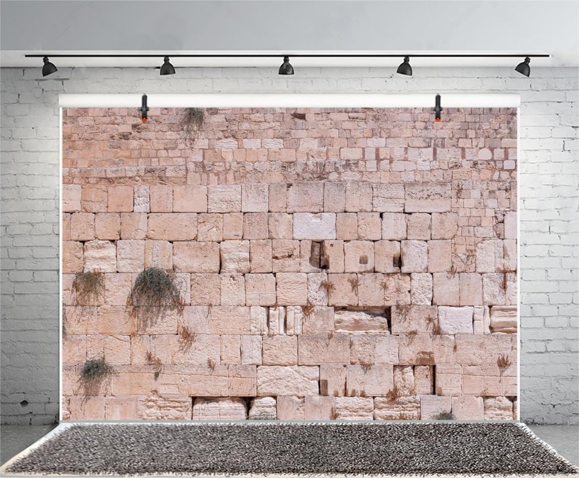 5x4ft Jerusalem Wailing Wall Backdrop Western Wall Jerusalem City Photo Backdrop Ancient Rock Textured Brick Stone Photography Background Religious Church Event Decoration Photo Booth Studio Props