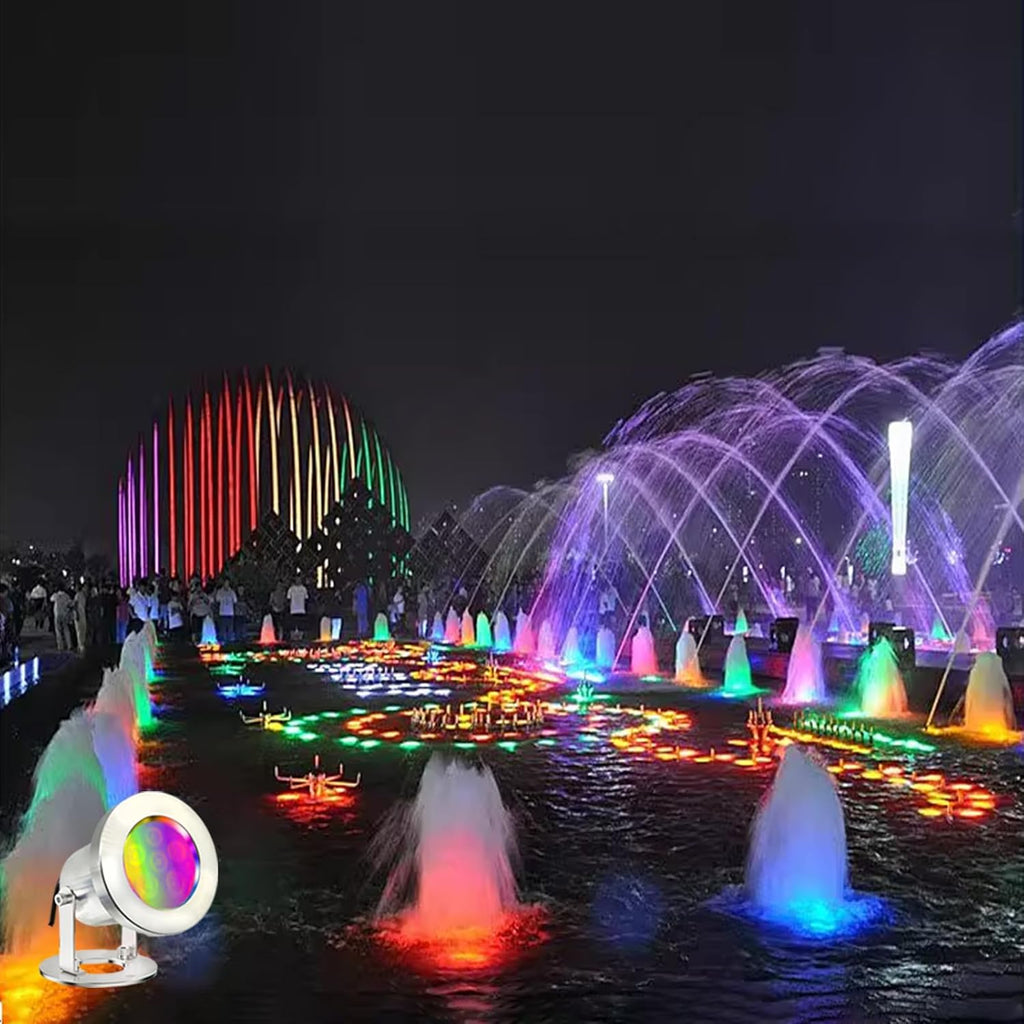 LED Pond Lights with Remote Control, 6W SS316 Stainless Steel RGB Underwater Fountain Light IP68 Waterproof Outdoor Underwater Lights for Pond Waterfall (1)