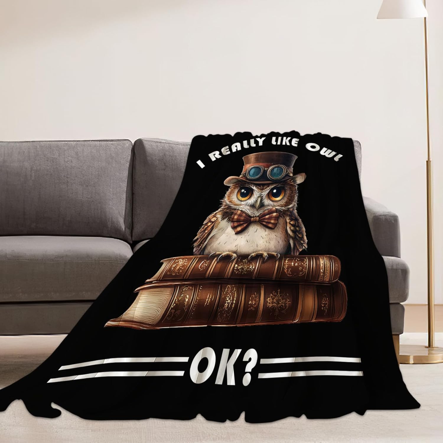 Owl Blanket Book Throw Blankets Funny Gifts for Girls Boys Kids Soft Cozy Fleece Plush for Couch Sofa Bed 80"x60"