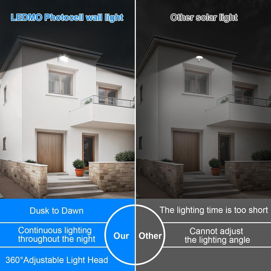 ledmo 150W LED Wall Light, 18000LM Super Bright Commercial Outdoor LED Wall Pack 360 ° Rotatable Dusk to Dawn Security Flood Lighting with Photocell IP65 5000K Modern Black Square4 Pack