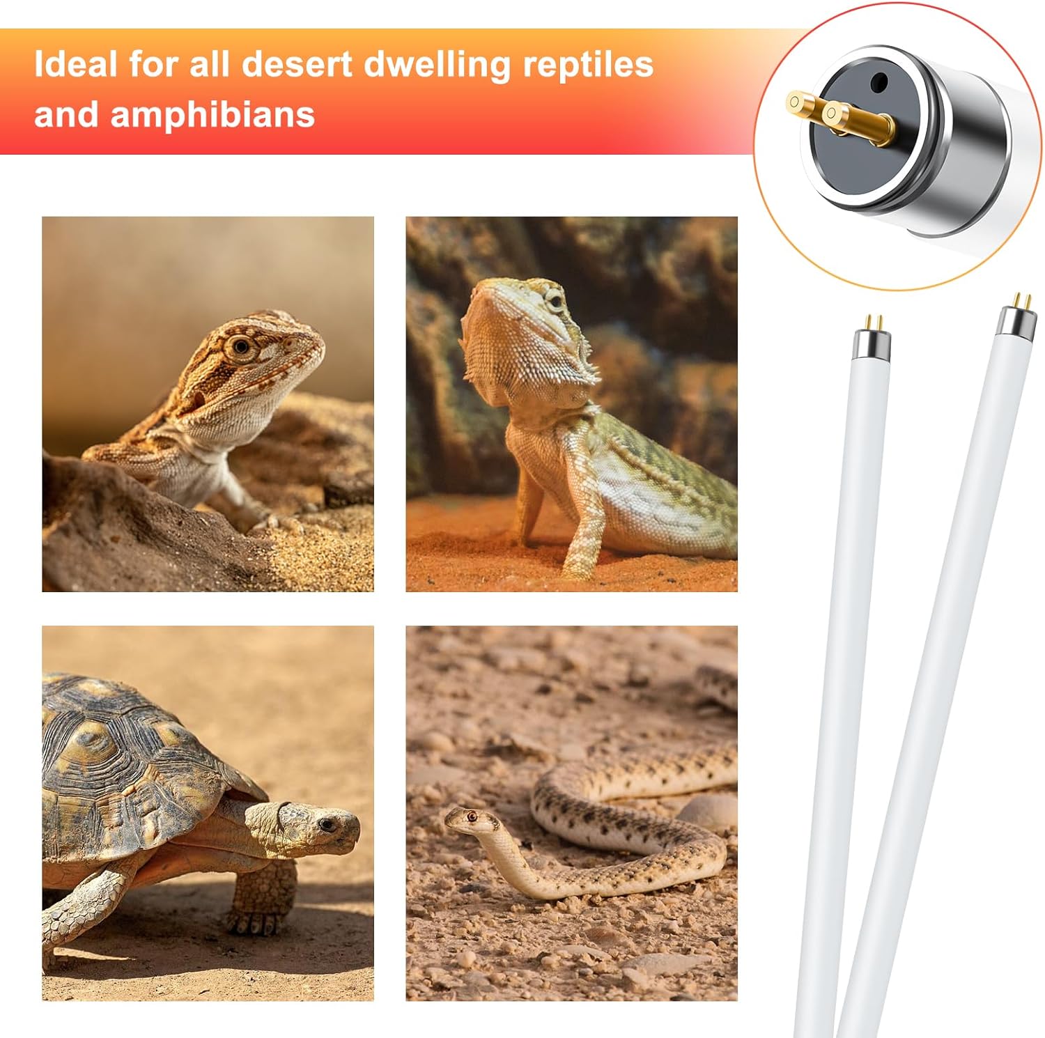 LUCKY HERP 2 Pack T5 UVB 10.0 Reptile Light 39W, UVA UVB Fluorescent Lamp Tube, UVB Lighting Bulb for Turtles, Chameleon, Tortoises, Lizard