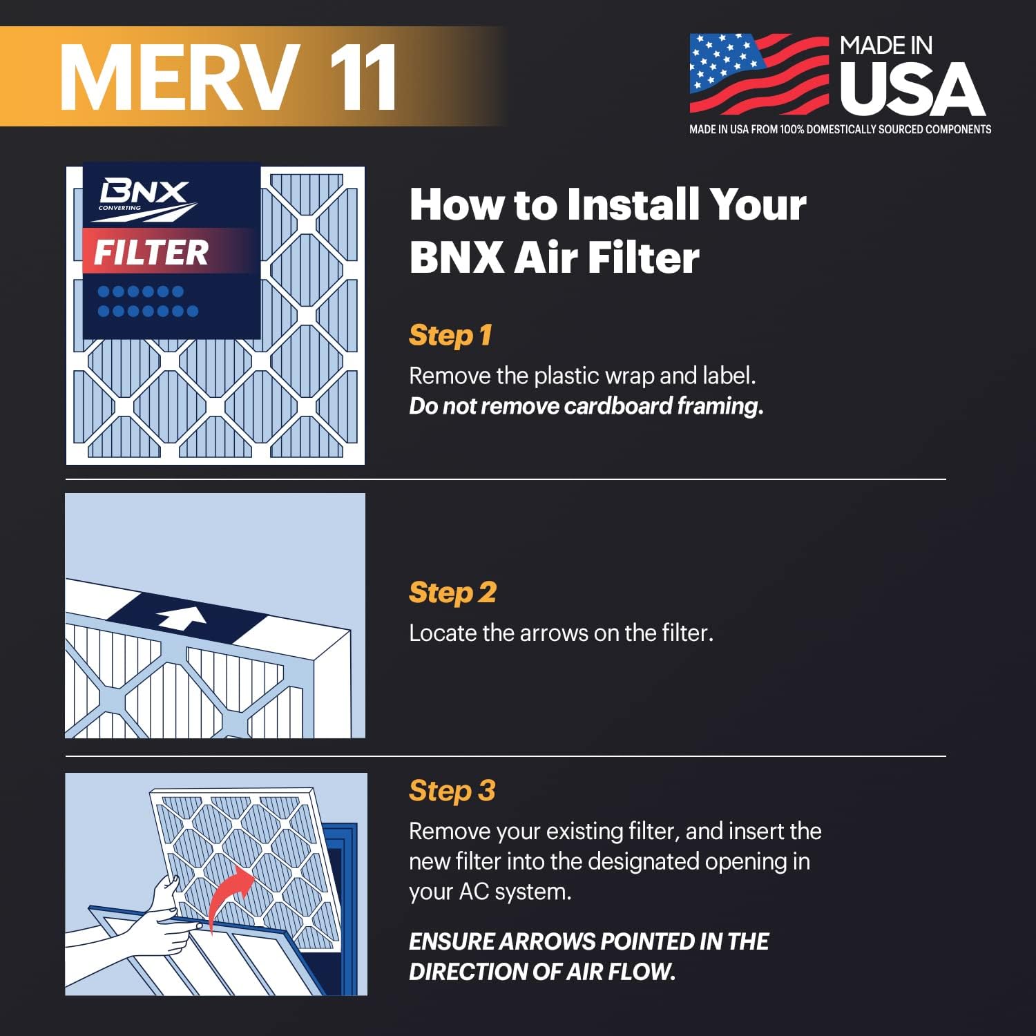 BNX TruFilter 20x22x1 Air Filter MERV 11 (6-Pack) - MADE IN USA - Allergen Defense Electrostatic Pleated Air Conditioner HVAC AC Furnace Filters for Allergies, Dust, Pet, Smoke, Allergy MPR 1200 FPR 7