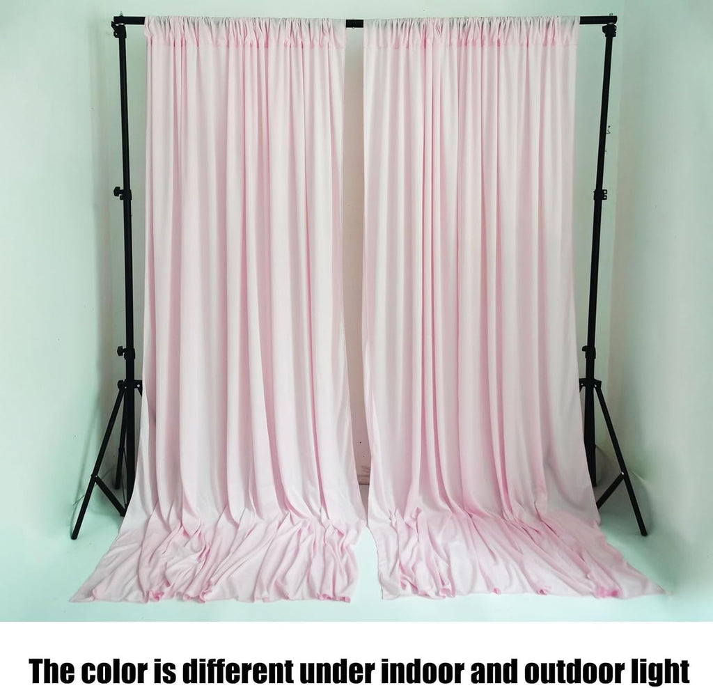 10 x 10 Feet Light Pink Backdrop Curtain for Partie, Background Curtains for Photoshoot, Birthday, Wedding, Halloween, Thanksgiving, Christmas Day, New Year Party Decorations 5Ft x 10Ft, 2 Panels