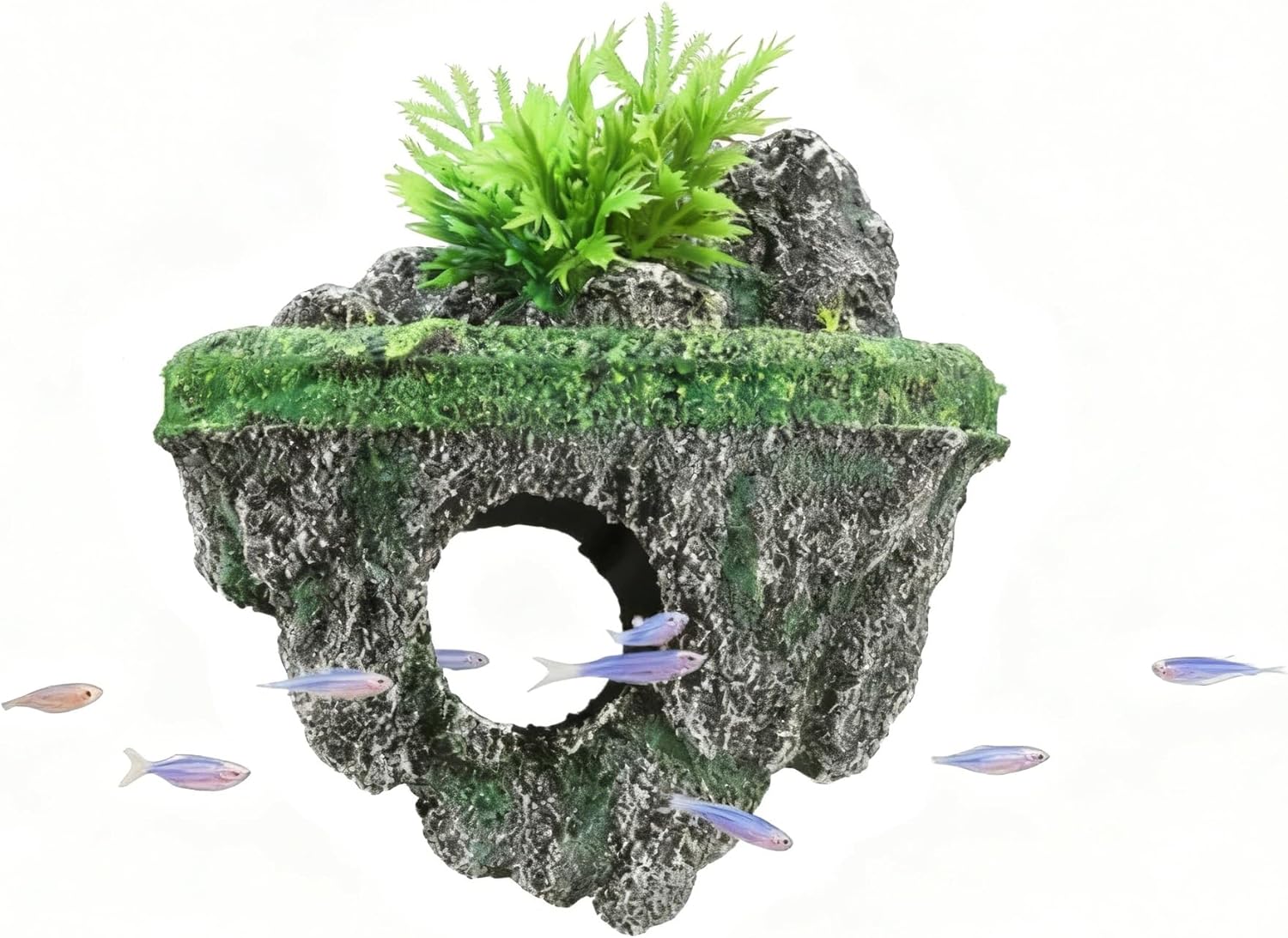 Aquarium Floating Island, Interactive Decor Toy for Betta Fish, Guppies, Goldfish, Shrimps & Hermit Crabs
