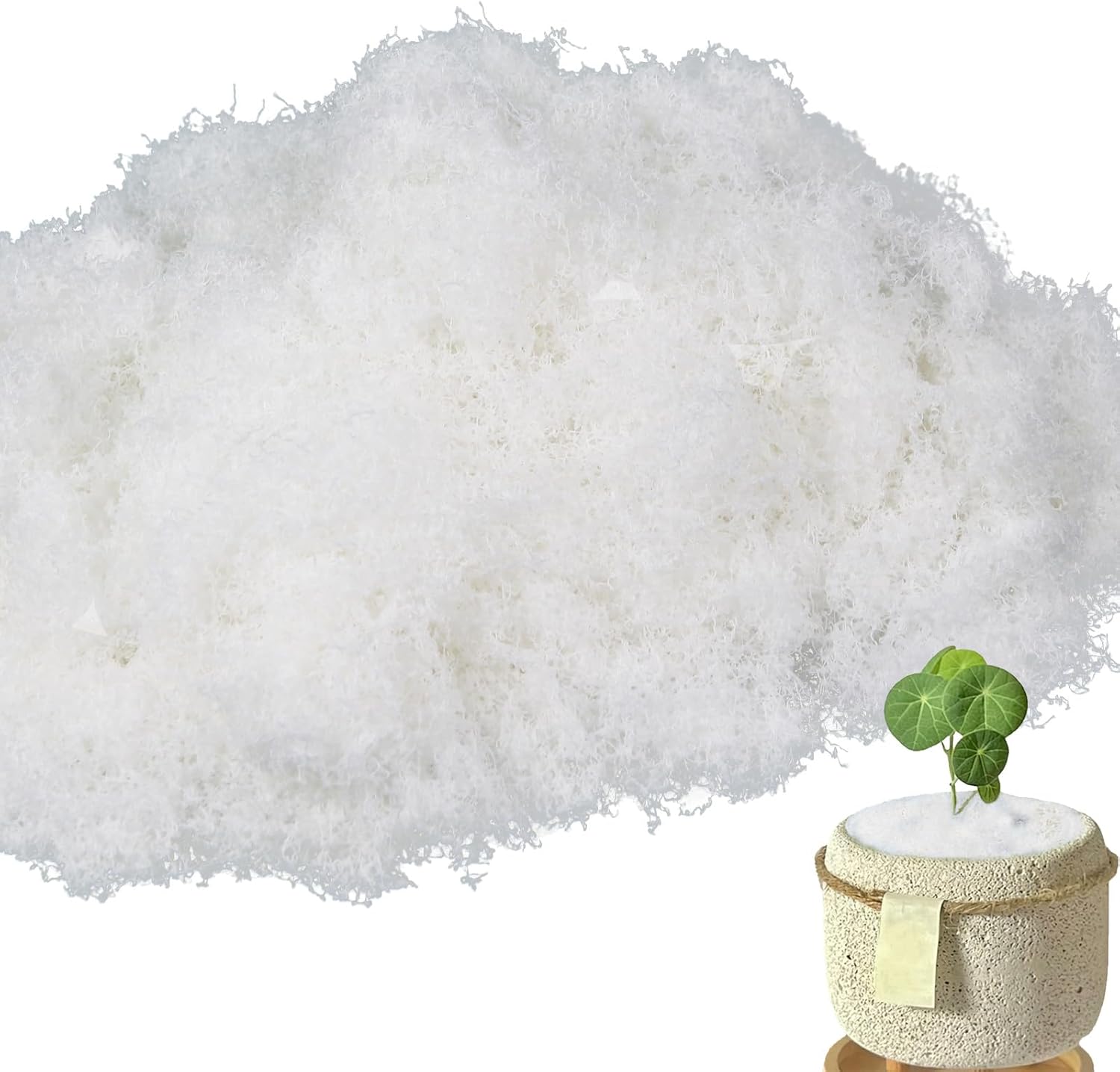 FAICOIA Fake Moss for Crafts 5.5OZ Faux Moss for Plants Indoor Artificial Moss for Decorating White Faux Grass for Planters Crafts DIY Table Centerpieces Fairy Garden Floral Wedding Decor 153g