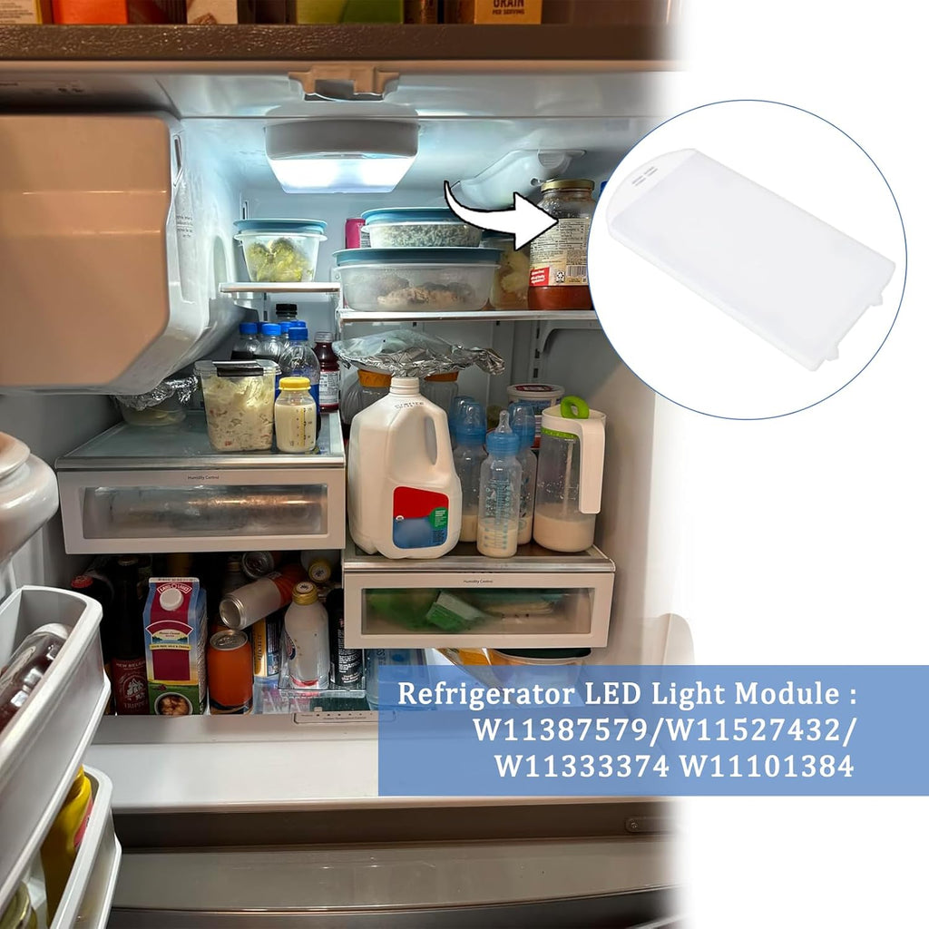 W11527432 W11387579 W11333374 Refrigerator Light Assy Module Brand Fits for Whirlpool Maytag Amana Refrigerator LED Light Module Replacement W11042554 WRF555SDFZ11 WRX735SDHZ02 WRX735SDHZ03 Light