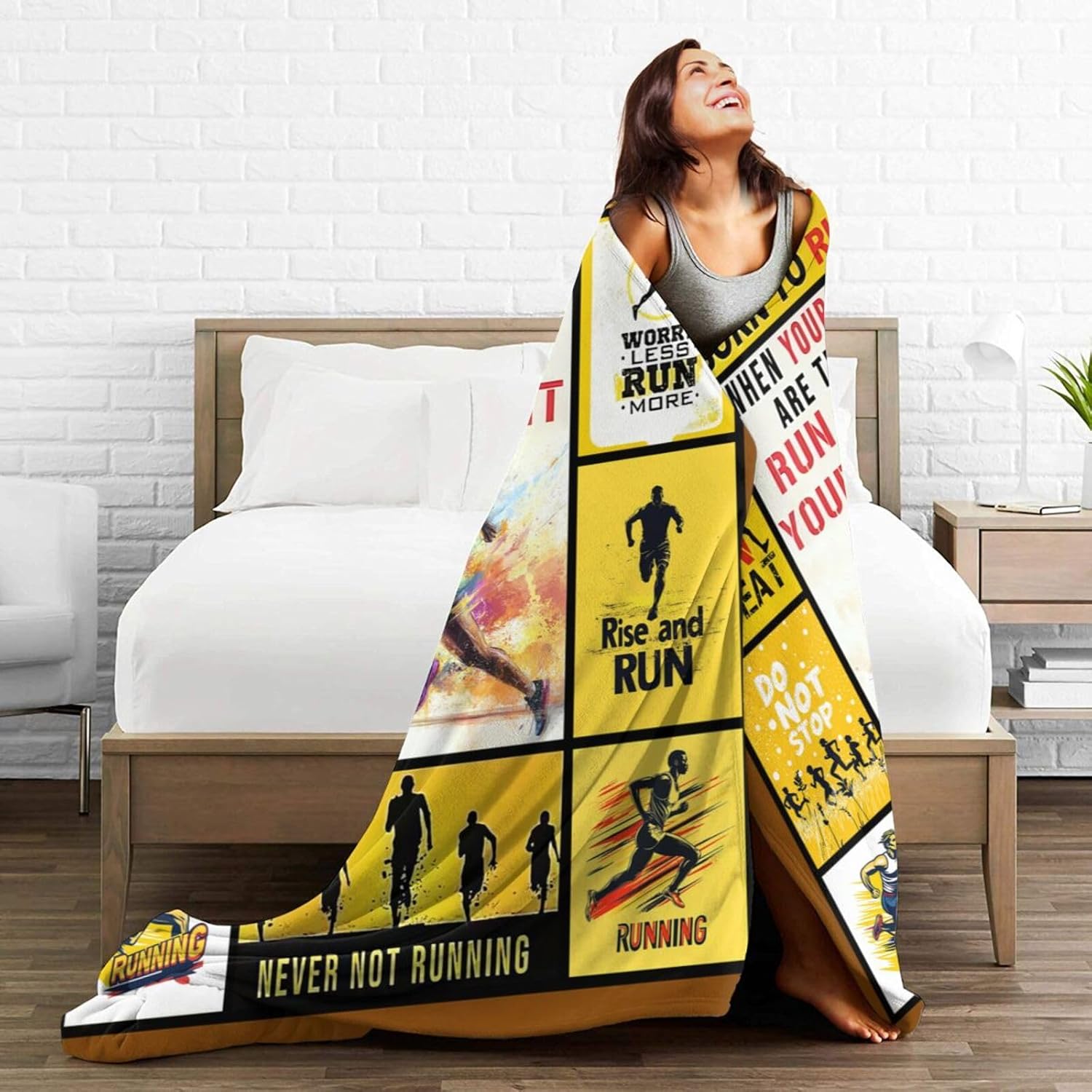 Run Blanket Running Throw Blanket Sports Flannel Stuff Merch Cozy Decor Fleece Plush Fuzzy Warm Soft Lightweight Bedding Gifts for Girls Women Men Boy Couch Sofa 80"X60"
